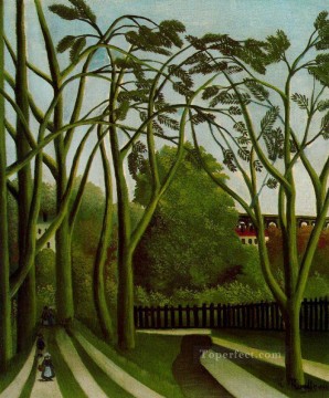 three women at the table by the lamp Painting - landscape on the banks of the bievre at becetre 1909 Henri Rousseau Post Impressionism Naive Primitivism